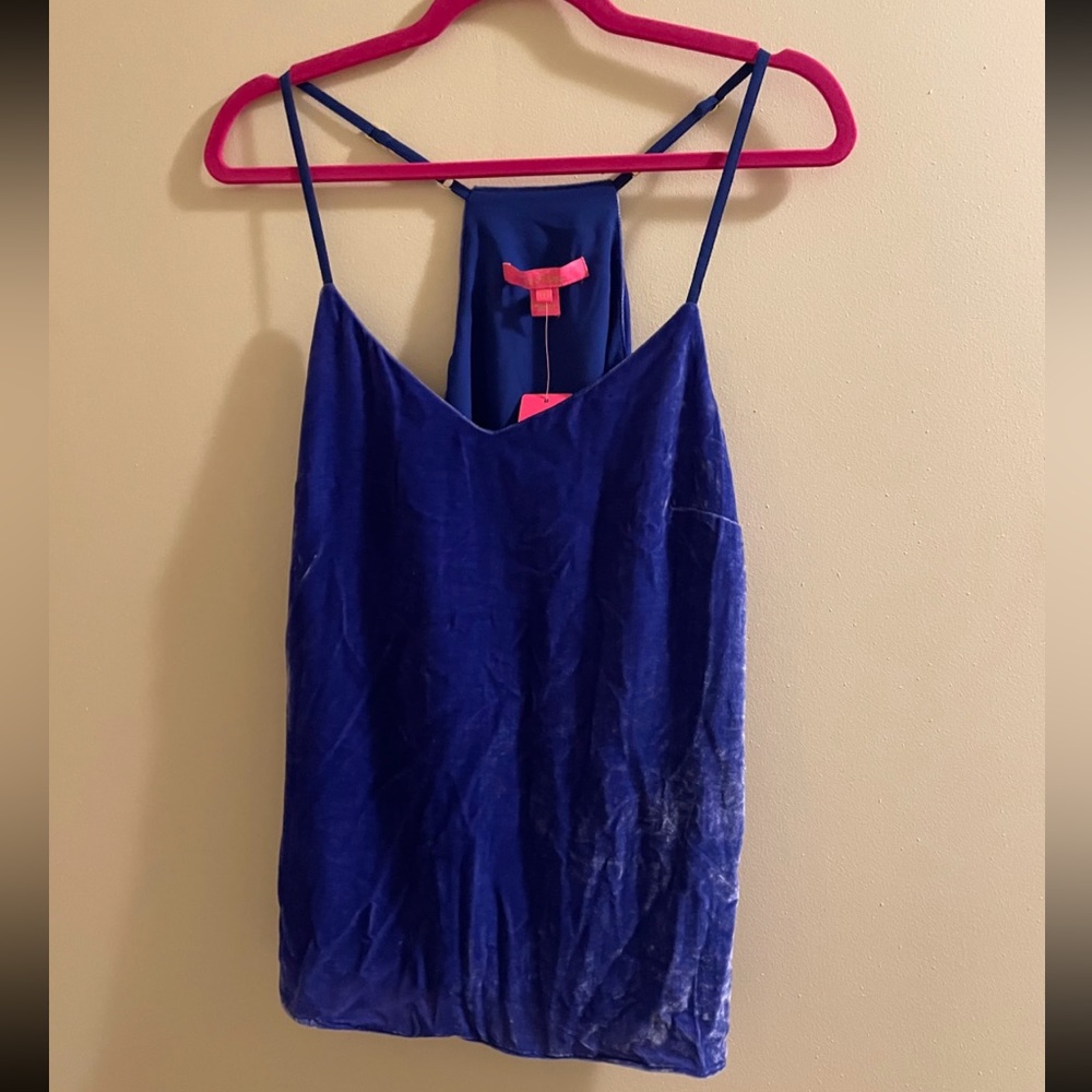 NWT Lilly Pulitzer Blue Crushed Velvet Top Size Medium